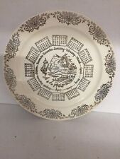 VINTAGE 1962 CALENDAR PLATE WITH GOLD TRIM picture