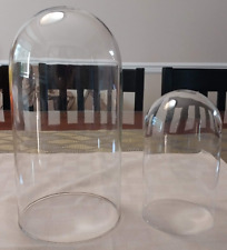 Pair of Vintage 70s Glass Cloche Rounded Top Display Dome 10-1/2