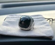 David Yurman Sterling Silver 20mm BLACK ONYX ALBION Ring With DIAMONDS Size 8 picture