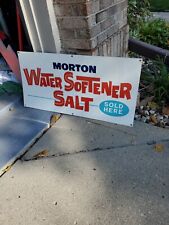 c.1979 Original Vintage Morton Water Softner Salt Sign Metal Sold Here NOS MINT picture
