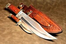 Bowie Hunting Knife 2pc Set Full-Tang Survival Tactical w/Leather Sheath TR71 picture