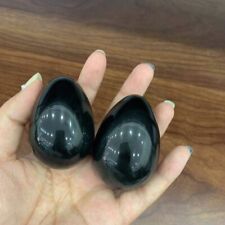 Natural Black Obsidian Crystal Sphere Massage Egg Chakra Energy Healing Reiki 2p picture