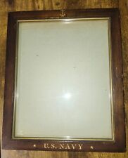 Antique Wood Vintage Inlaid U.S. Navy Picture Honorary Medal Frame 9x7 Rare picture