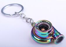 1-Turbo Charger Boost Fan Metal Anodized Key Chain Keyring Neo Chrome Supercharg picture