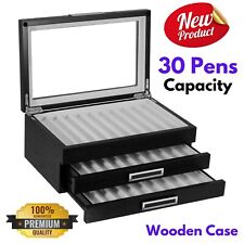 30Pcs Black Wood Pen Display Case Storage Box Fountain Pen Collection Box Gift picture