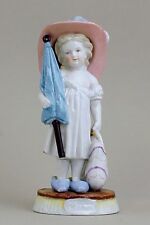 Milan, G. Richardi, ca.1860-70s. Girl with  hat, bag and umbrella in porcelain picture