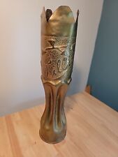 Vintage WWI WWII 75mm Military Brass Trench Fluted Art Vase Ornate 