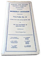 APRIL 1965 NORFOLK & WESTERN N&W MOBERLY DIVISION EMPLOYEE TIMETABLE #64 picture