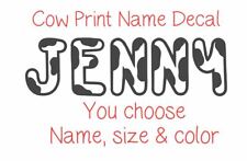 Custom Animal Cow Print Name Vinyl Decal Sticker Car Window Tumbler Laptop Gift picture