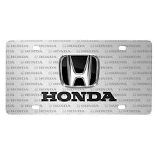 Honda 3D Black Metal Logo on Logo Pattern Brushed Aluminum License Plate picture