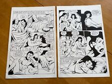 SINBAD #2 original art 2 PAGES 1001 arabian nights 1989 BEDS CONCUBINE CAPT LOVE picture