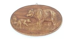 Vintage Great Smokey Mountains Brown  Grizzly Bear Chalkware Wall Hang 9 Inch picture