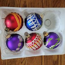 Vintage 1999 Hawaiian Hand Painted Glass Ball Ornaments Set of 5 Hawaii  picture