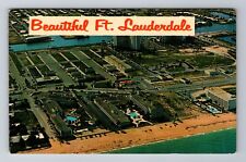Ft. Lauderdale FL-Florida, Aerial City, Ocean & Intracoastal, Vintage Postcard picture