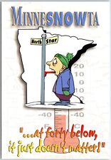 VINTAGE CONTINENTAL SIZE POSTCARD MINNESOTA EXTREME COLD WEATER ANIMATED HUMOR picture