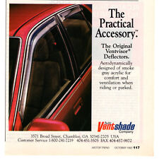 Auto VentShade Ventvisor Deflectors 1992 Vintage Print Ad Original Man Cave picture