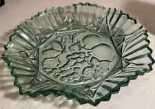 Vtg Federal Glass Green Pioneer Embossed Fruit Console Bowl 10.5