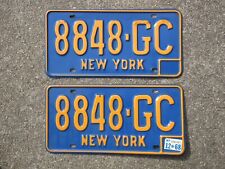 1968 New York License Plate Pair NY Ford Chevy 8848 GC Set 1966 1969 1971 1972 picture