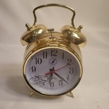 Bulova Double Twin Brass Bell Travel Alarm Clock 36 Hour Keywind Alarm picture