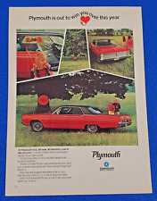 1967 PLYMOUTH FURY 440 cu in ORIGINAL COLOR PRINT AD SHIPS FREE CHRYSLER LOT RED picture