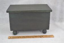 antique replica blanket box small 5 x 7 x 6 pine ball feet dk green vintage 1950 picture