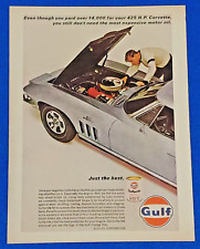 1966 CORVETTE / GULF OIL CORP. CLASSIC ORIGINAL PRINT AD GULFPRIDE MOTOR OIL picture