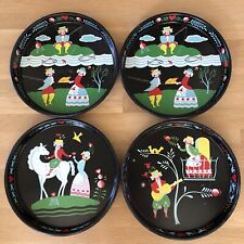 Masonware Metal Trays Dutch Courting Couple Summer Serving Mid Century Set of 4 picture