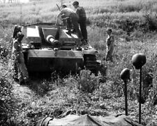 Soldiers inspect Knocked out German Stug III Tank Crew KIA 8x10 WWII Photo 846a picture