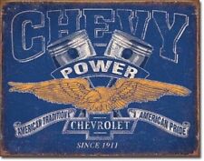 CHEVY POWER TIN SIGN CHEVROLET SINCE 1911 CORVETTE NOVA CHEVELLE CAMARO LS7 427 picture