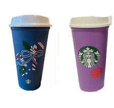 2x Starbucks Color Changing Reusable Cups Christmas & Valentine’s 2021 NEW picture