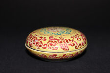 Rare Covered Porcelain Vermillion Seal-Ink Container with Nude Female Acrobat picture