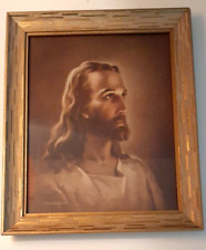 VTG 1941 Kriebel & Bates USA Litho Print Jesus Head Of Christ Warner Sallman picture