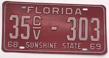 FLORIDA 1968-1969 SUNSHINE STATE LICENSE PLATE. RED picture