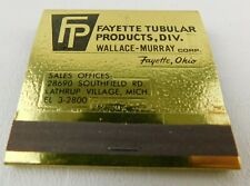 Fayette Tubular Products Div MI Front Strike Full Unstruck Vintage Matchbook Ad picture
