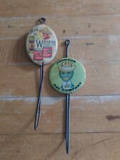 Antique WALKER Products & Johnson Hat Co Advertising Hanger Hook Celluloid Signs picture