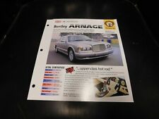 1998+ Bentley Arnage Spec Sheet Brochure Photo Poster picture