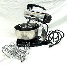 VINTAGE 1950'S CHROME & BLACK SUNBEAM MIXMASTER MIXER BEATERS BOWLS 12 SPEED picture