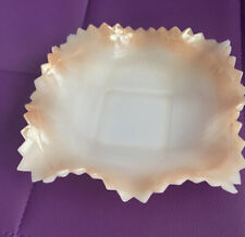 Milk Glass Candy Dish Ombré Cream y And Peach Ruffled Edge Hob Nob Vintage picture