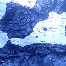 c.1900s Glass Plate Negative Map Western Mediterranean Spain Gibraltar  4x5 picture