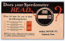 Highland Kansas KS Postal Card Noble Motor Co. Speedometer c1940's Vintage picture
