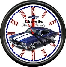 Licensed 1970 Chevelle Blue W/ White Stripes Chevrolet General Motors Wall Clock picture