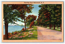 1952 Road Scene Greetings from Mamaroneck New York NY Vintage Posted Postcard picture