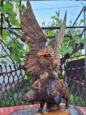 ORIGINAL Eagle Vintage Sculpture USSR Hand carved Home decor1960 Wooden figurin picture