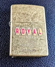 Ace Wilson's Royal Pontiac All Brass Zippo Red Enamel With Royal Bobcat Stripes  picture