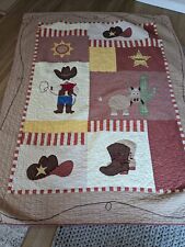 Nice Cowboy Quilt, 5' X 7', Cotton Blend, Looks Hand Stitched, Few Small Stains picture