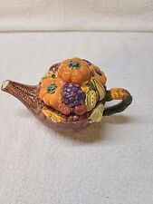 Vintage Papel Giftware Teapot W/ Lid Fruit And Basket Decor picture