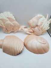 Vintage Burwood Pink Fish Shell Bathroom Decoration 4 Pcs Pin White 1988 picture