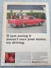 1965 Ford Ranchero Red Print Ad Bucket Seats Gray Horse picture