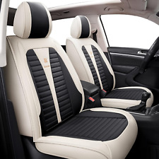 Full Coverage Faux Leather Car Seat Covers Universal Fit Cars Suvs Trucks Black  picture