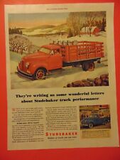 1947 Red STUDEBAKER TRUCK Delivers Pine Hill Dairy Farms Milk art print ad picture
